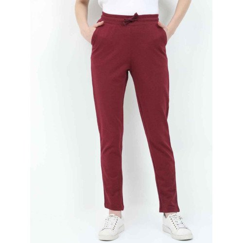 Women's Cotton Trackpants - Burgundy