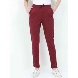 Women's Cotton Trackpants - Burgundy