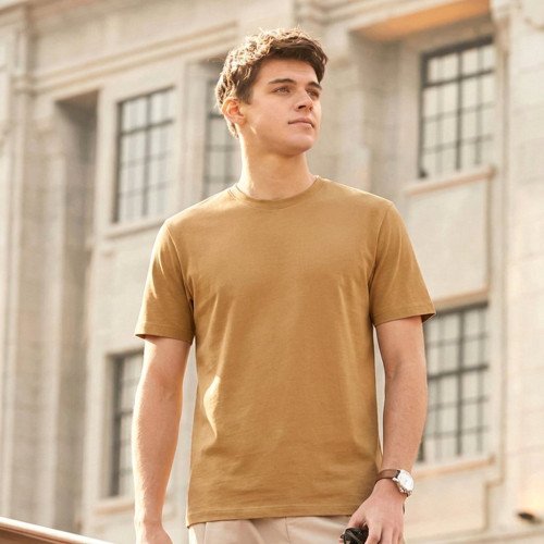Camel Plain Round Neck Tshirt