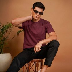 Maroon Plain Round Neck Tshirt