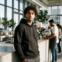 Zippered Hoodie | Black