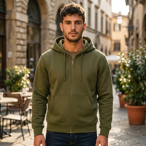 Zippered Hoodie | Olive