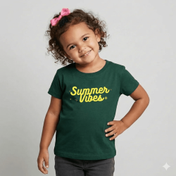 Green Cotton T-Shirt for Girls - Soft & Trendy Tees for Kids