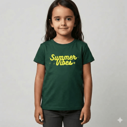 Green Cotton T-Shirt for Girls - Soft & Trendy Tees for Kids