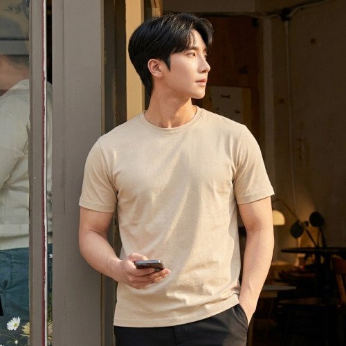 Bamboo Cotton Tee — Sand
