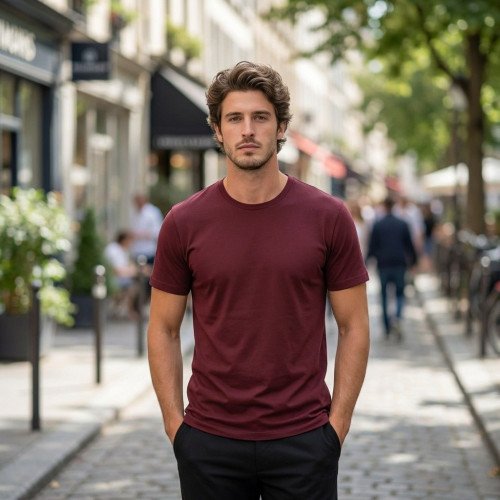 Bamboo Cotton Tee — Merlot