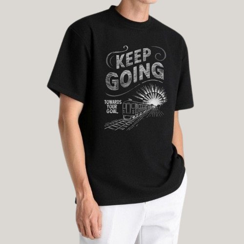 Round Neck | Black | Keep Going
