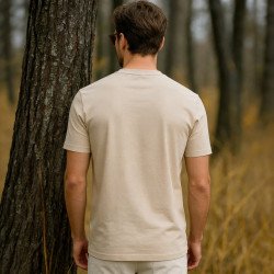 Beige Plain Round Neck T-Shirt