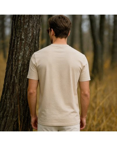 Beige Plain Round Neck T-Shirt