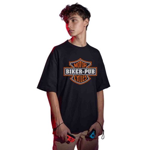 Oversized Men Black - Biker Pub
