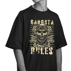 Oversized Men Black - Gangsta Rules