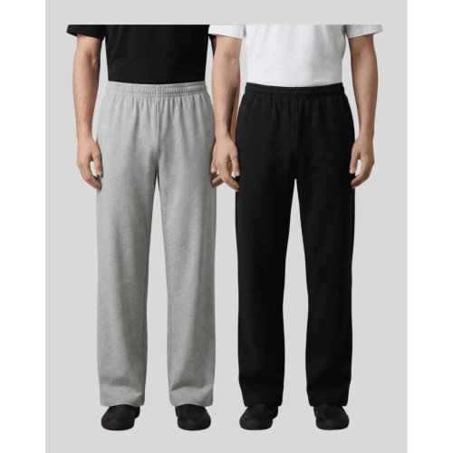 Pack of 2 Black & Grey Cotton Parallel Pants