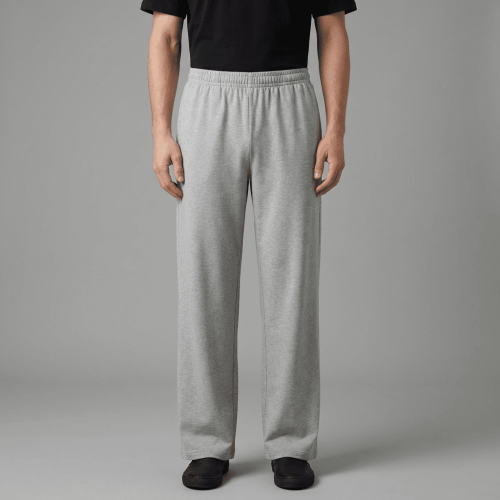 Unisex Grey Cotton Parallel Pants