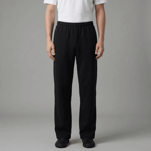 Unisex Black Cotton Parallel Pants