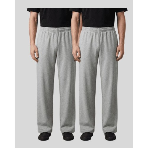 Pack of 2 Grey Cotton Parallel Pants