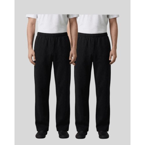 Pack of 2 Black Cotton Parallel Pants